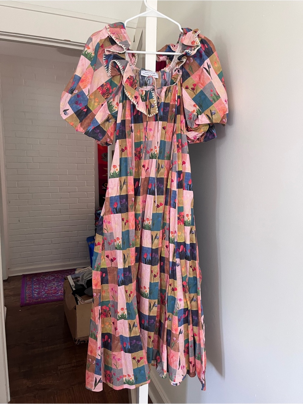 Patchwork Floral Maxi Dress in Pink and Blue - Picture 2 of 3